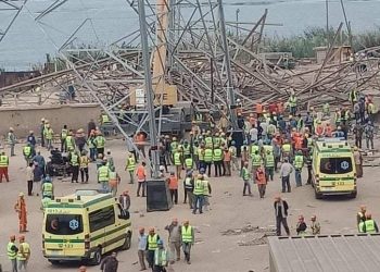 مصرع 4 عمال وإصابة 3 آخرين بحادث سقوط برج كهرباء فى الوراق 1