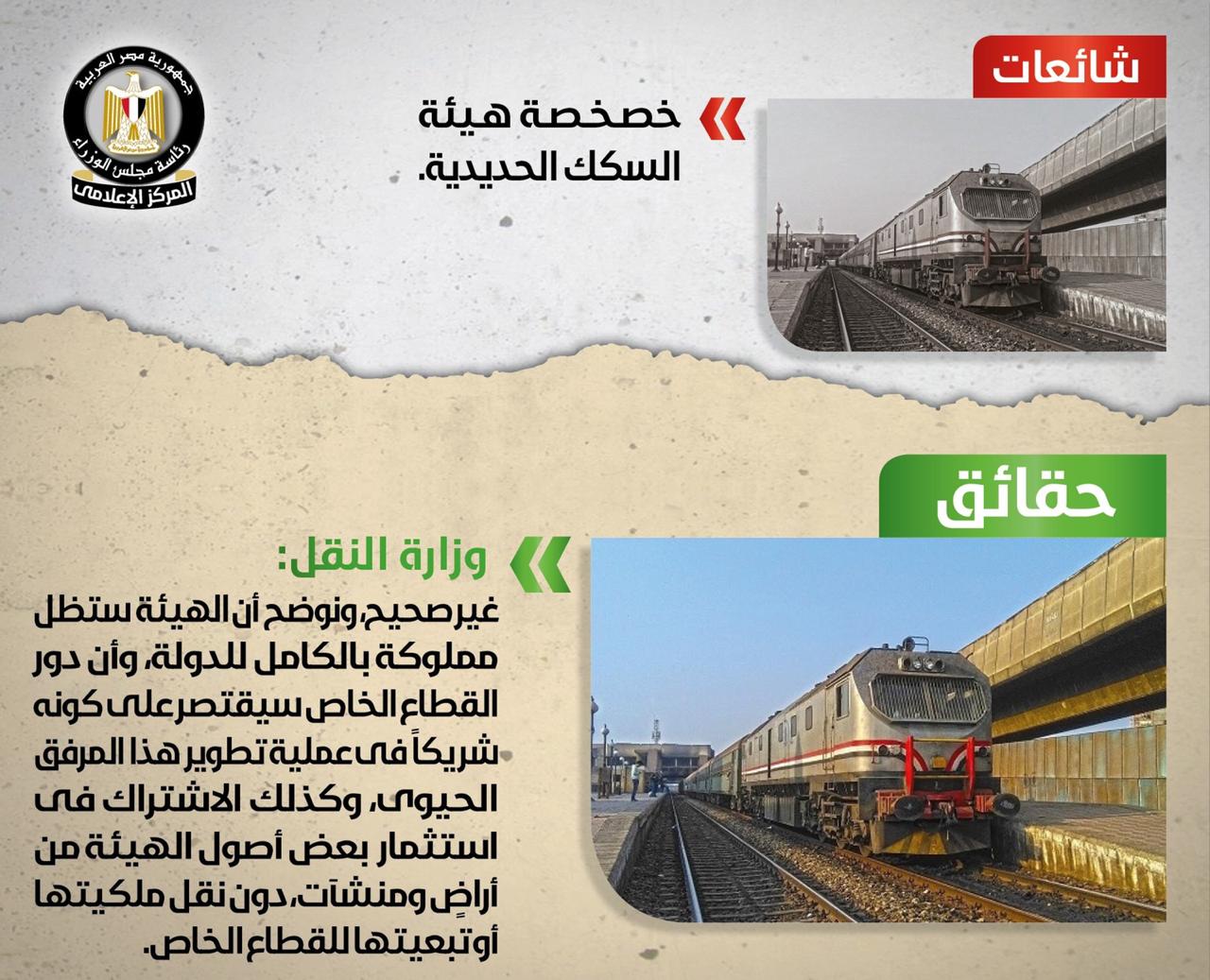 وزارة النقل: السكك الحديدية ستظل مملوكة للدولة ولا صحة لخصخصتها 2
