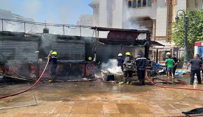 حريق في 3 أكشاك بجوار مسجد الفتح برمسيس