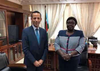 السفير محمد قدح مع بياتريس خميسا وزيرة الشئون الخارجية والتعاون الدولي الجنوب سودانية