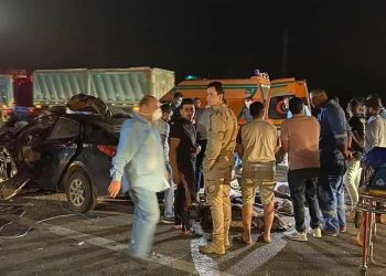 اصابة 12 شخص فى حادث تصادم بطريق اسكندرية الصحراوى 1