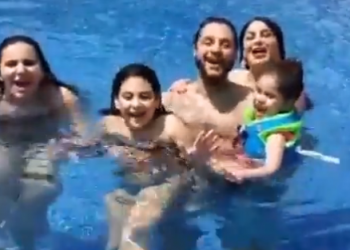 الفيشاوي وعائلته من داخل حمام السباحة: "وقت الصيف مع بناتي".. فيديو 8