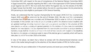 خطاب الفيفا لإجراء انتخابات الجبلاية قبل 30 نوفمبر الحالي