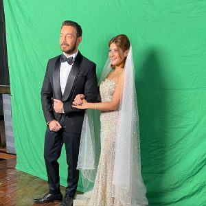 هيدي كرم بفستان الزفاف مع أحمد زاهر من كواليس مسلسل لؤلؤ (صور) 1