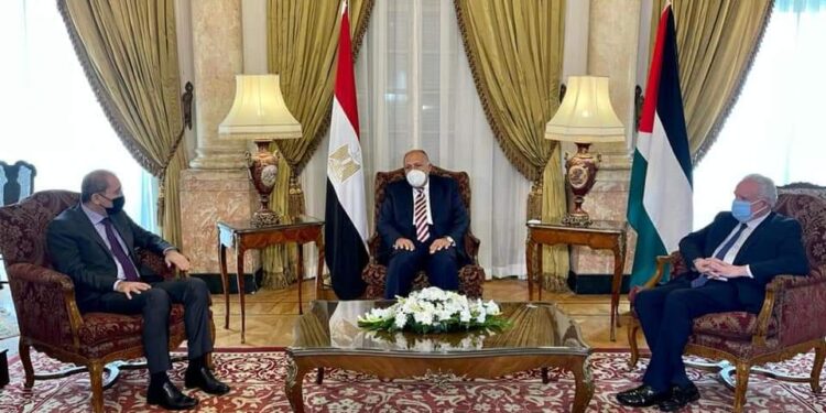 وزراء خارجية مصر والاردن وفلسطين