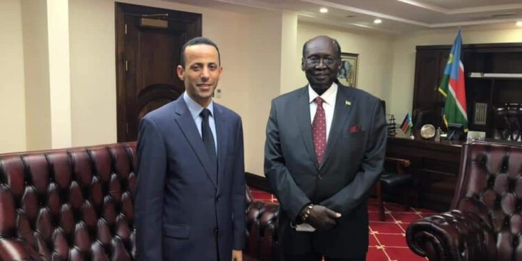 السفير المصري في جوبا يلتقي بوزير شئون الرئاسة الجديد بجنوب السودان 1