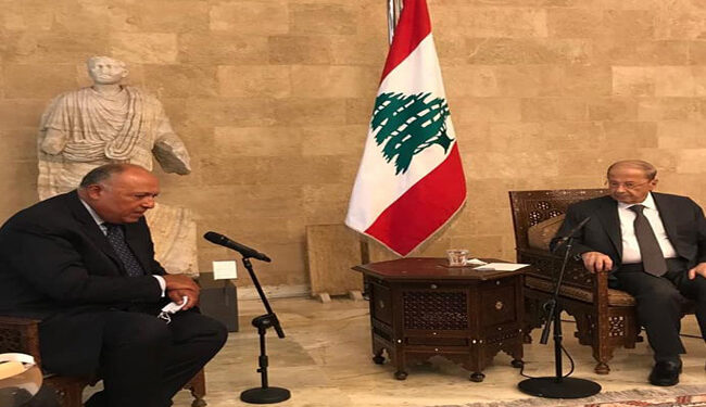 الرئيس اللبناني يستقبل سامح شكري