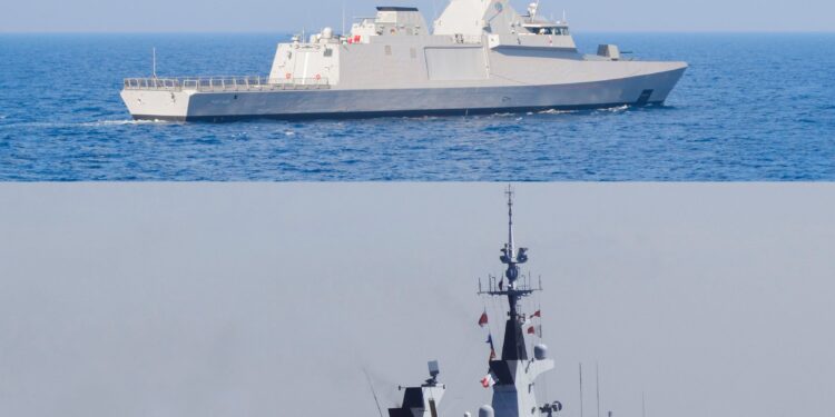 البحرية المصرية والفرنسية تنفذان تدريباً بحرياً عابراً فى نطاق الأسطول الشمالى 1