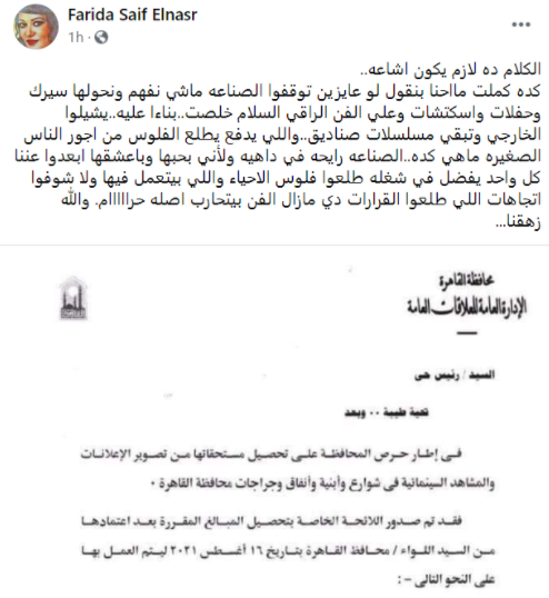 فريدة سيف النصر تعلق على قرار النقابة: "الصناعه رايحه في داهيه" 1