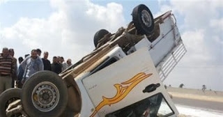 بالأسماء إصابة 15 شخصا في انقلاب سيارة بـ كفر الشيخ
