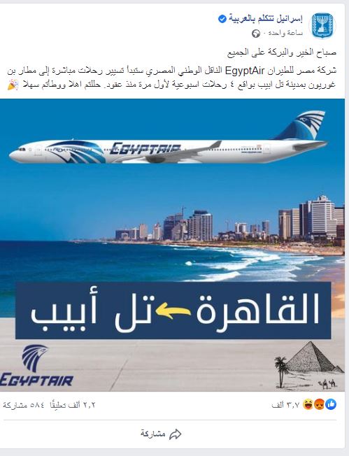مصر للطيران تبدأ تسيير رحلات مباشرة إلى تل أبيب لأول مرة منذ عقود 1