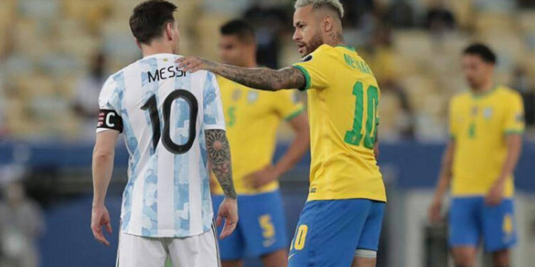 نيمار وميسي من مباراة البرازيل والأرجنتين