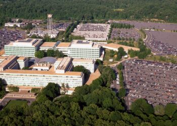Aerial view of the Central Intelligence Agency headquarters.