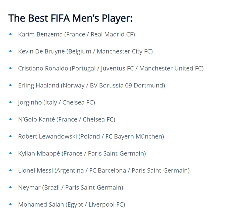 محمد صلاح يتواجد في القائمة النهائية لجائزة أفضل لاعب في العالم