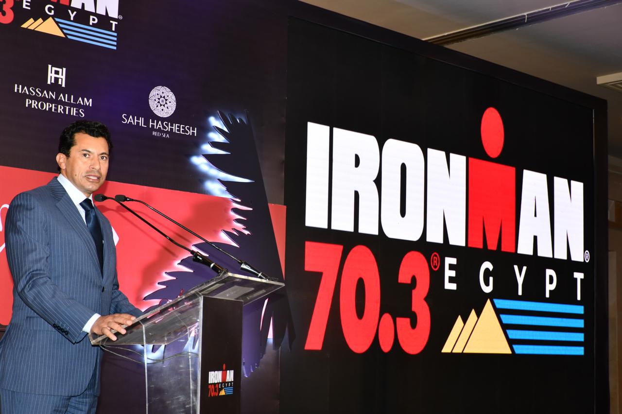 وزير الرياضة يشهد المؤتمر الصحفي للإعلان عن تفاصيل النسخة الثانية من أيرون مان الدولية Iron Man 70.3 4