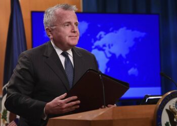 Acting Secretary of State John Sullivan finishes speaking about the release of the 2017 country reports on human rights practices during a news conference at the State Department in Washington, Friday, April 20, 2018. (AP Photo/Susan Walsh)
