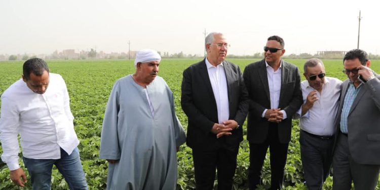 وزير الزراعة يتفقد أحد حقول البطاطس والفراولة تستخدم أساليب الري الحديث 1