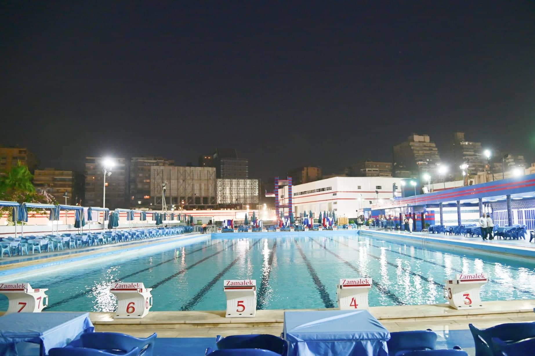 مرتضى منصور يفتتح حمام السباحة الأوليمبي 3