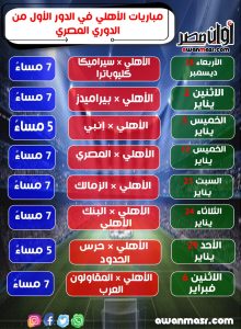 بالمواعيد| جدول مباريات الأهلي في الدور الأول من الدوري المصري 2022- 2023 2