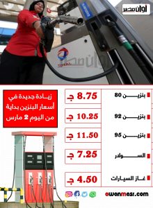 عاجل| رفع أسعار البنزين وتثبيت السولار.. 92 بـ  10.25 2