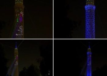 شاهد | إضاءة برج القاهرة احتفالا بالذكرى الـ75 لتأسيس منظمة الصحة العالمية 2