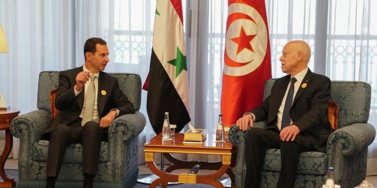 تفاصيل أول لقاءات بشار الأسد على هامش القمة العربية مع نظيره التونسي قيس سعيد 1