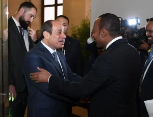 بالصور.. مصافحة ودودة وابتسامات متبادلة بين السيسي ورئيس وزراء إثيوبيا 3