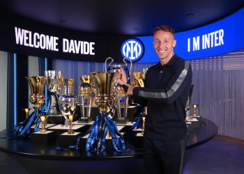 MILAN, ITALY - JULY 06: FC Internazionale Unveil New Signing Davide Frattesi at FC Internazionale Headquarters on July 06, 2023 in Milan, Italy. (Photo by Mattia Pistoia - Inter/Inter via Getty Images)