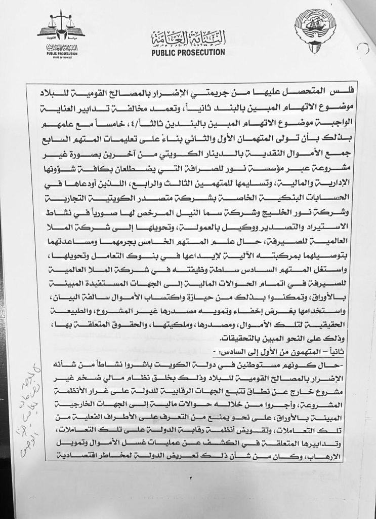 مصريان و3 أردنيين وإيرانيين يديرون شبكة غسل أموال في الكويت (مستندات) 2