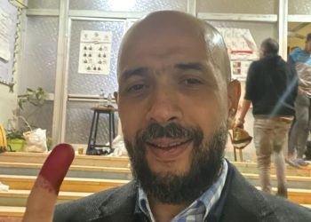 خالد الطوخي رئيس مجلس أمناء جامعة مصر للعلوم والتكنولوجيا يدلى بصوته في الانتخابات الرئاسية 3