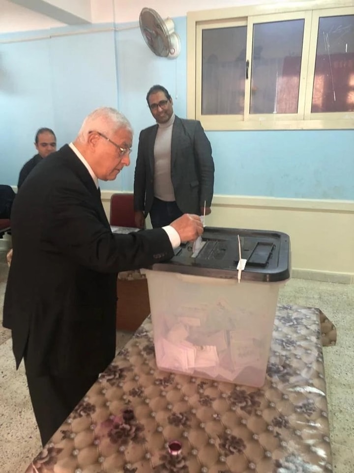 المستشار عدلي منصور يدلي بصوته في الانتخابات الرئاسية 2024 2