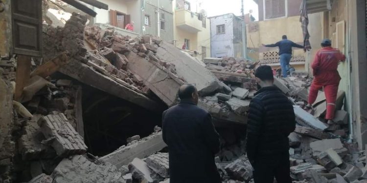 انهيار منزل مكون من 3 أدوار بمدينة منوف بالمنوفية
