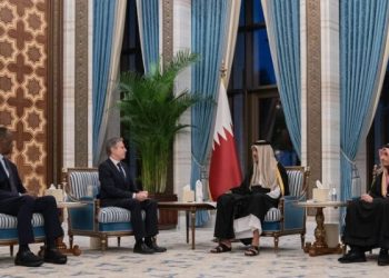 لقاء أمير قطر الشيخ تميم بن حمد آل ثاني ووزير الخارجية الأمريكي أنتوني بلينكن