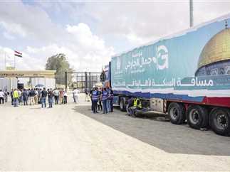 قافلة إغاثية من المنوفية لـ قطاع غزة تحمل 60 طن دقيق