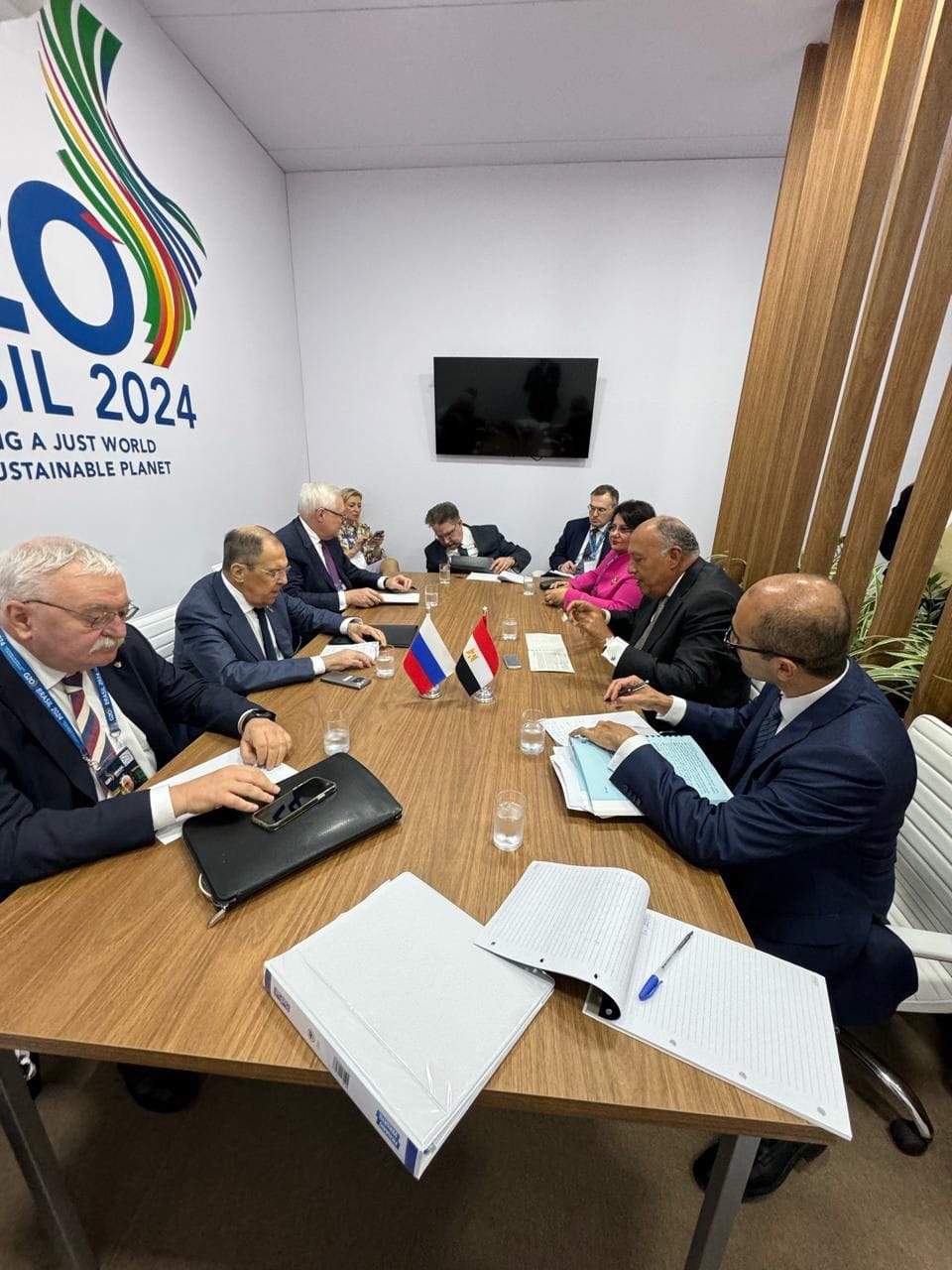 وزير الخارجية يلتقي نظيره الروسي على هامش اجتماع "العشرين" بالبرازيل 2