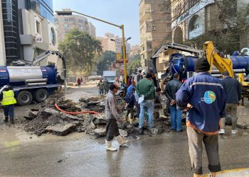 انفجار ماسورة مياه بشارع لبنان بالمهندسين