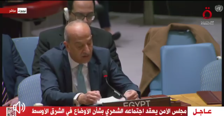 مندوب مصر أمام مجلس الأمن:إسرائيل تواصل تجاهل القرارات الأممية 1